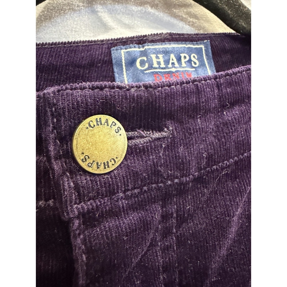 Chaps Women's Purple Corduroy Pants Straight Leg Zip Button Pocket Casual - Picture 2 of 6